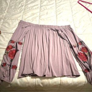 Purple off the shoulder long sleeve